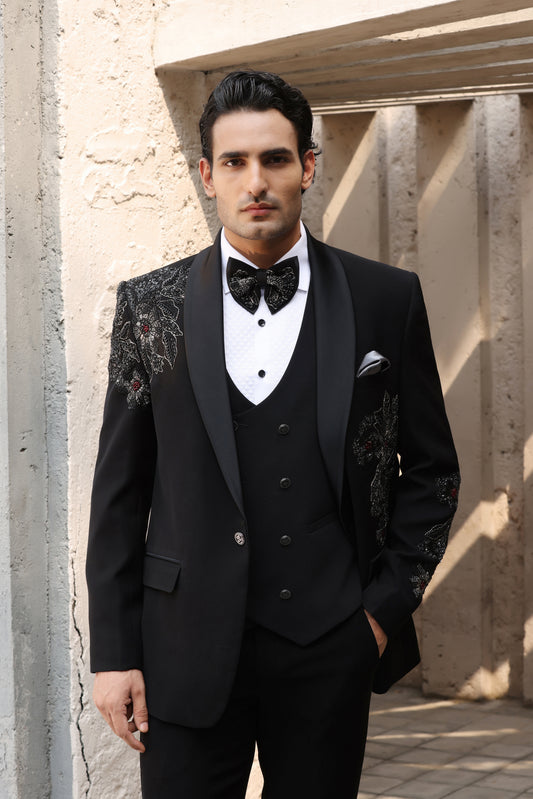 Obsidian Black Floral Tuxedo