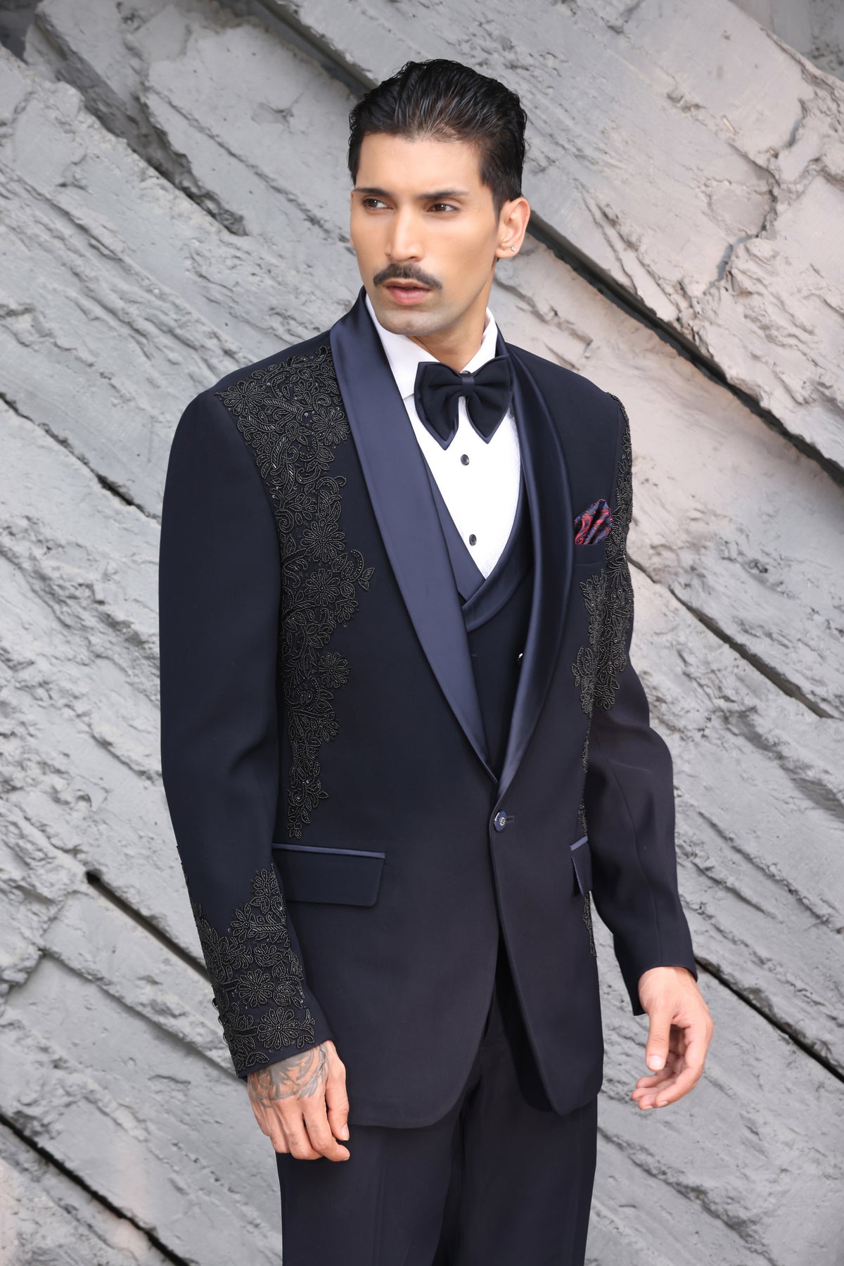 Midnight Blue Embellished Tuxedo