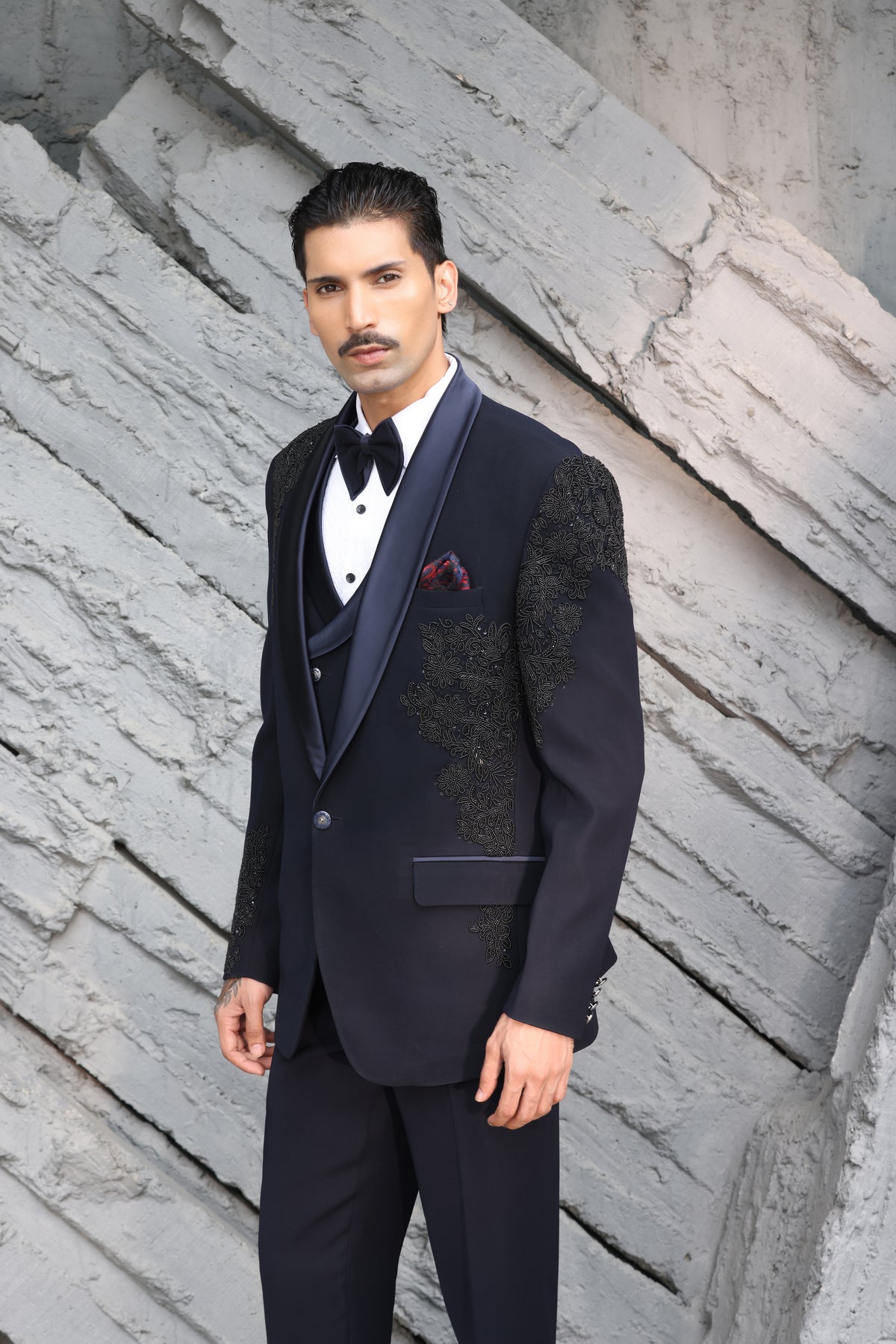 Midnight Blue Embellished Tuxedo