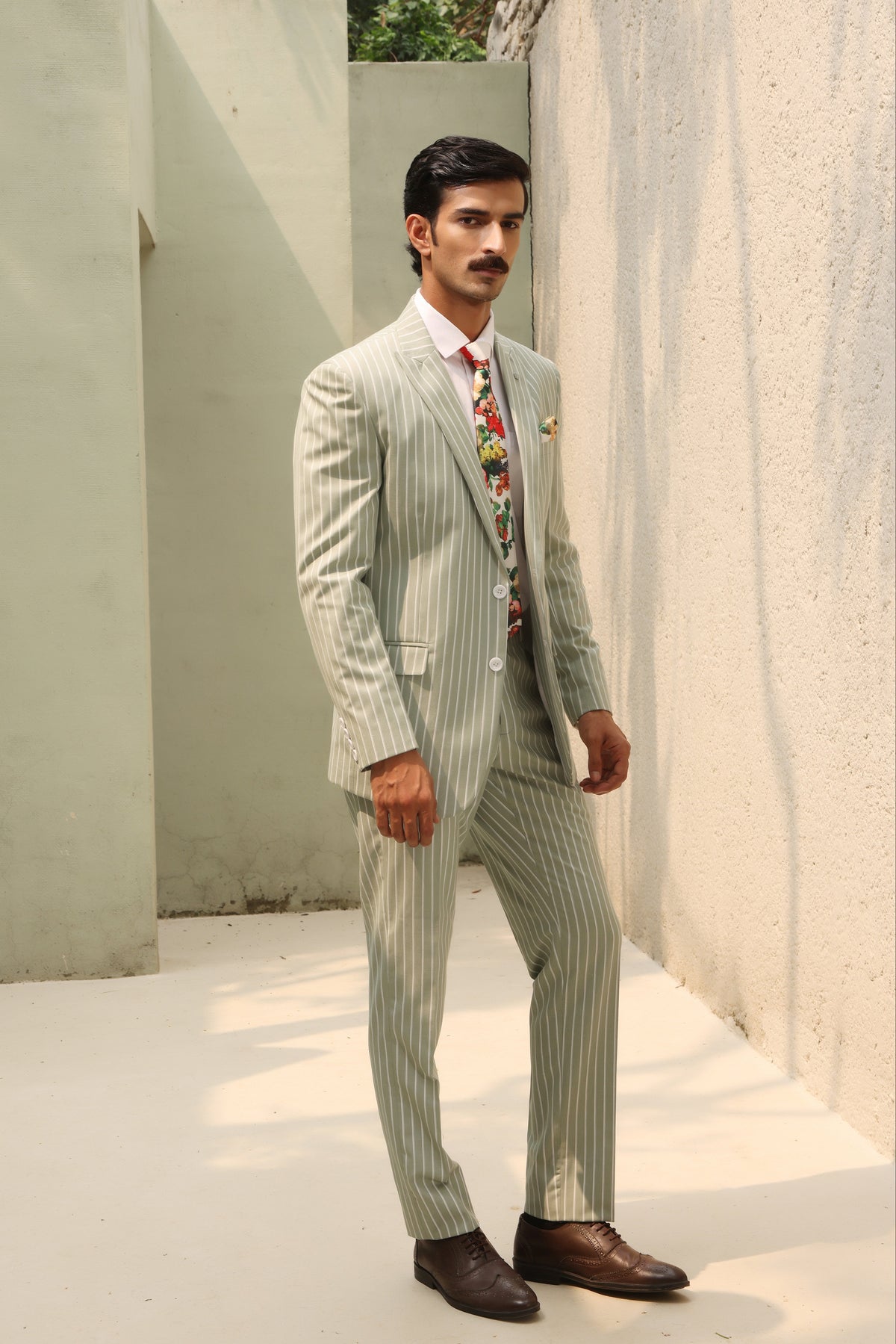 Sage Green Pinstripe Suit