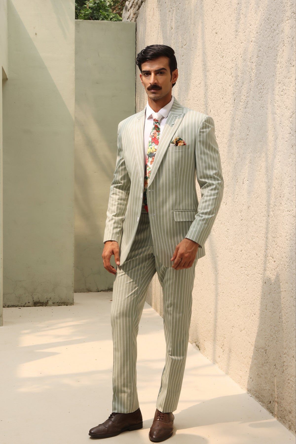 Sage Green Pinstripe Suit