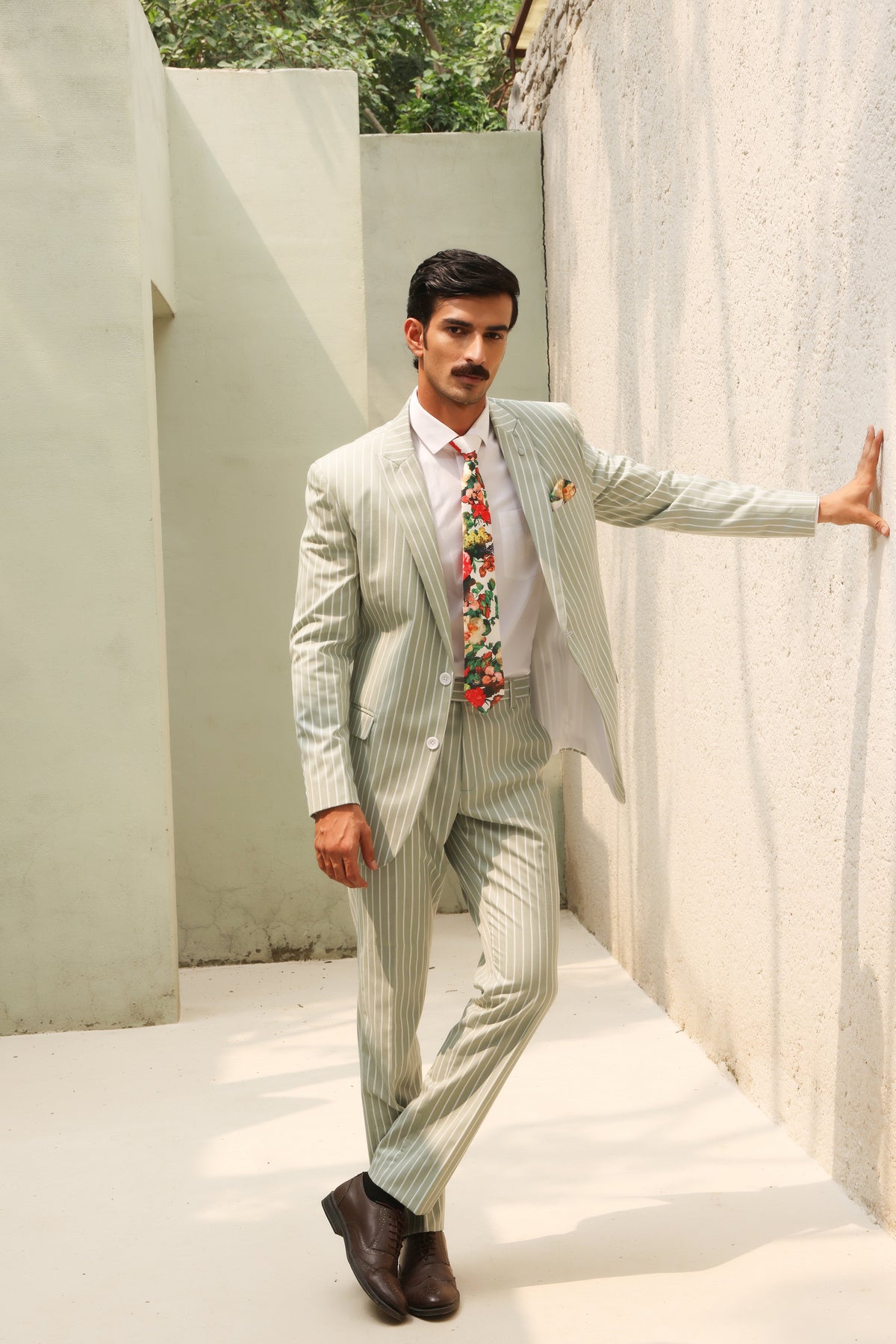 Sage Green Pinstripe Suit