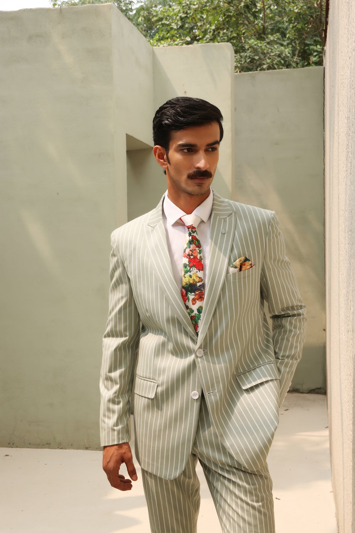 Sage Green Pinstripe Suit
