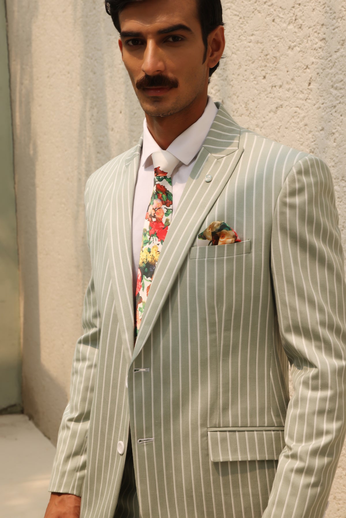 Sage Green Pinstripe Suit