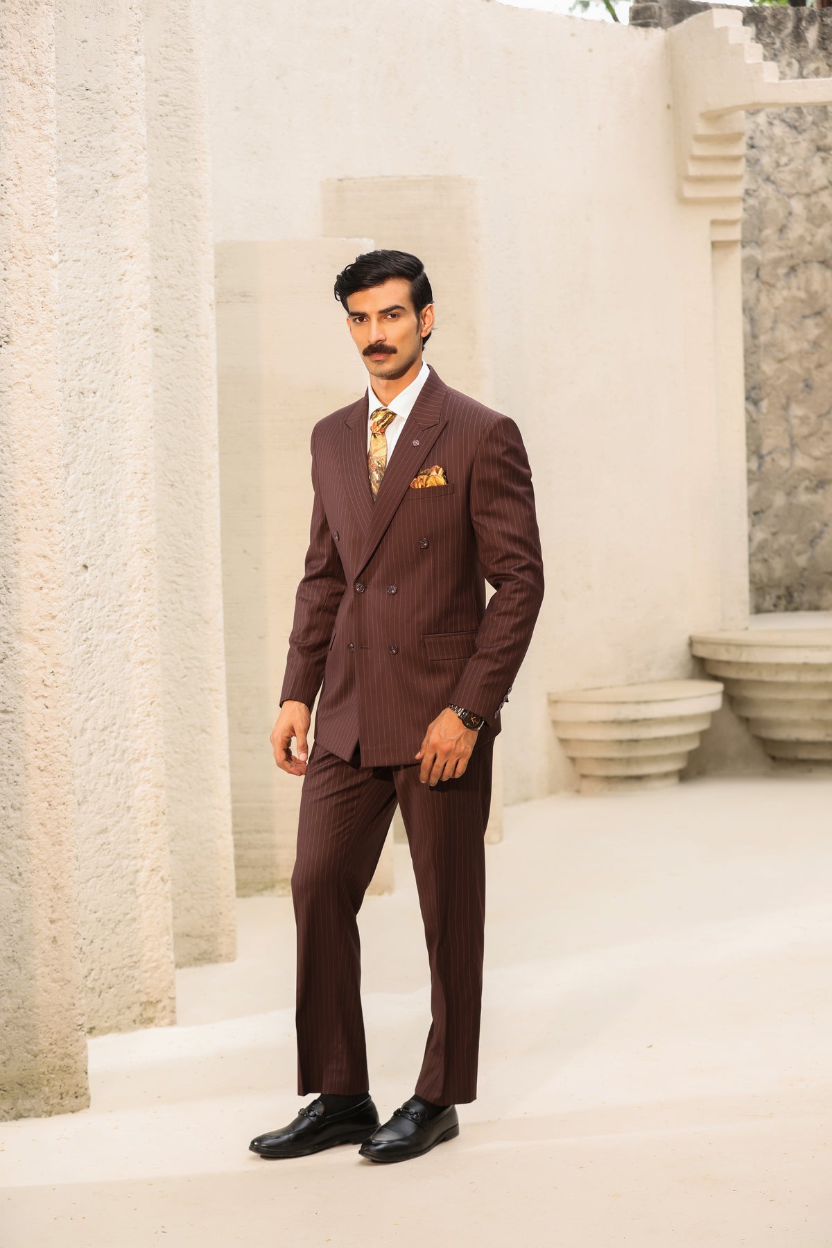 Mahogany Pinstripe Double-Breasted Suit