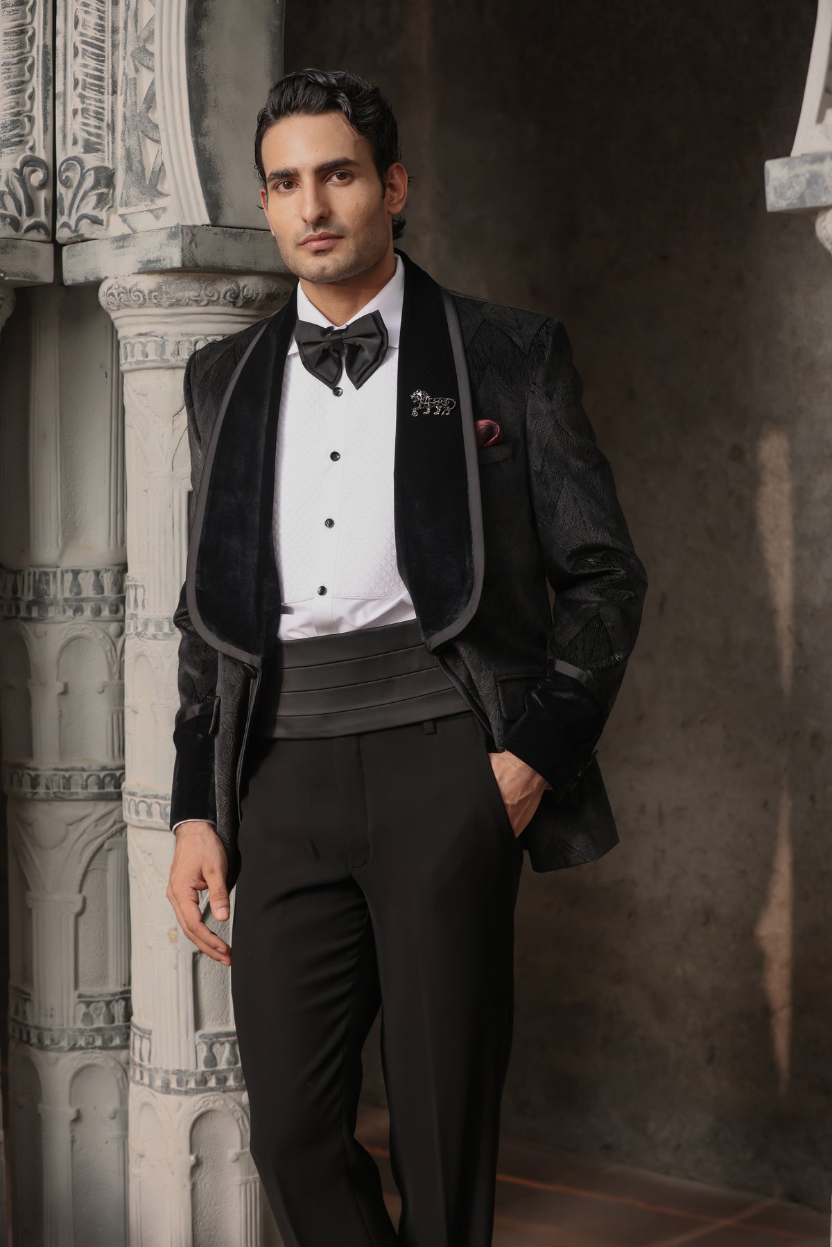 Black Majesty Velvet-Lapel Tuxedo