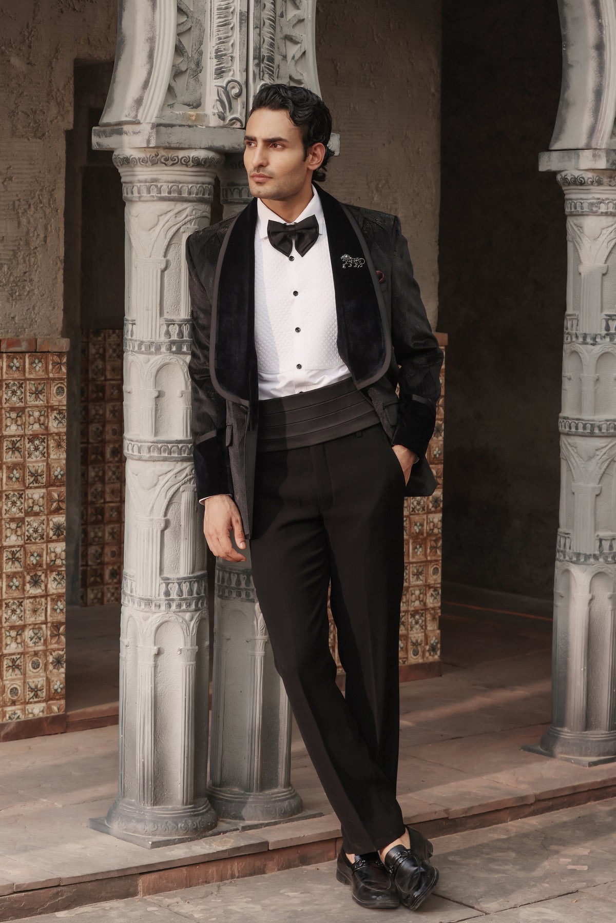 Black Majesty Velvet-Lapel Tuxedo