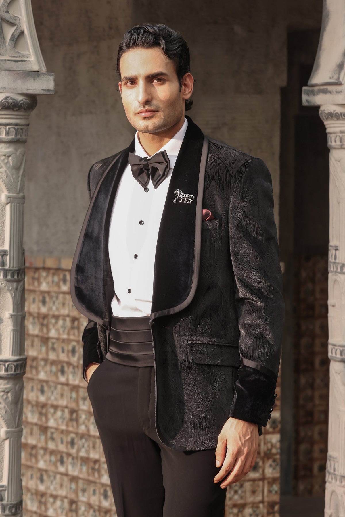 Black Majesty Velvet-Lapel Tuxedo