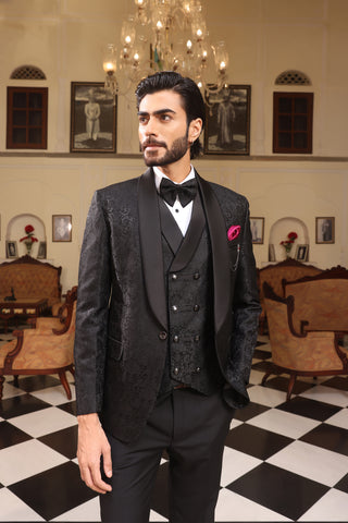 Black Floral Tuxedo Suit