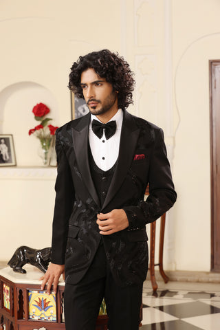 Swirl Black Tuxedo Suit