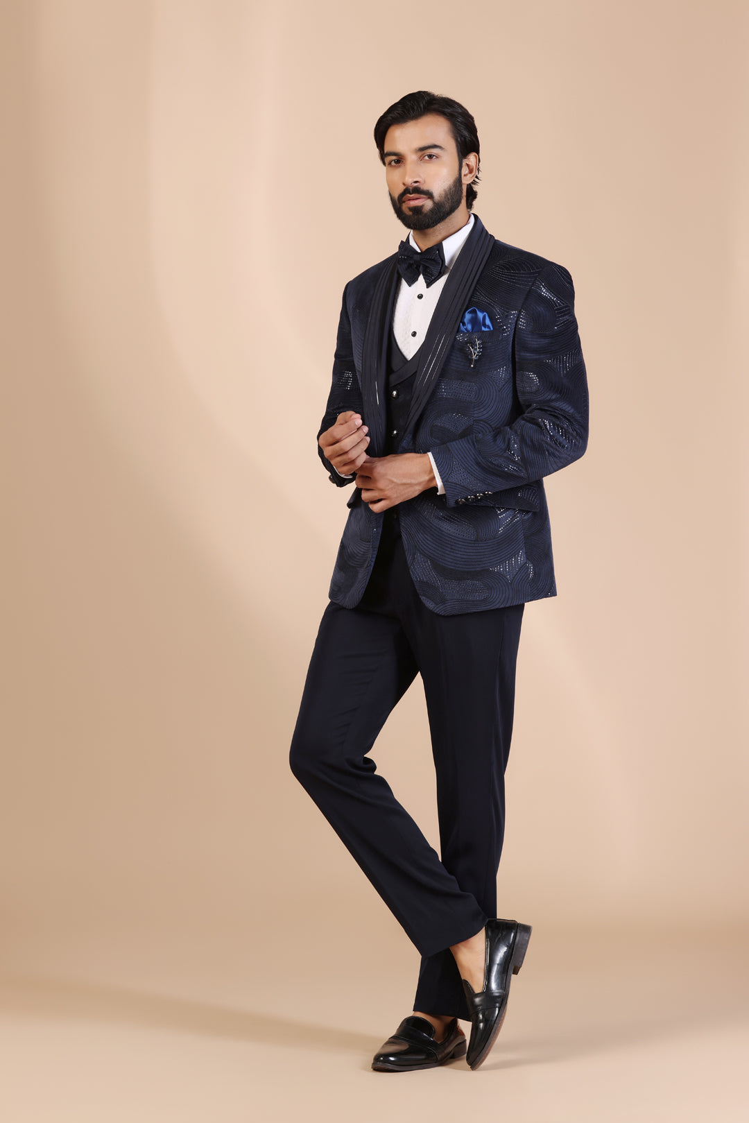 Midnight Blue Swirl Tuxedo