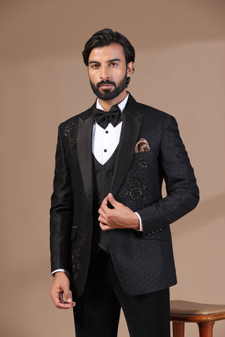 Charcoal Black Tuxedo Suit