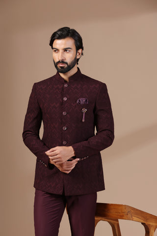 Mahogany Maroon Jodhpuri Suit