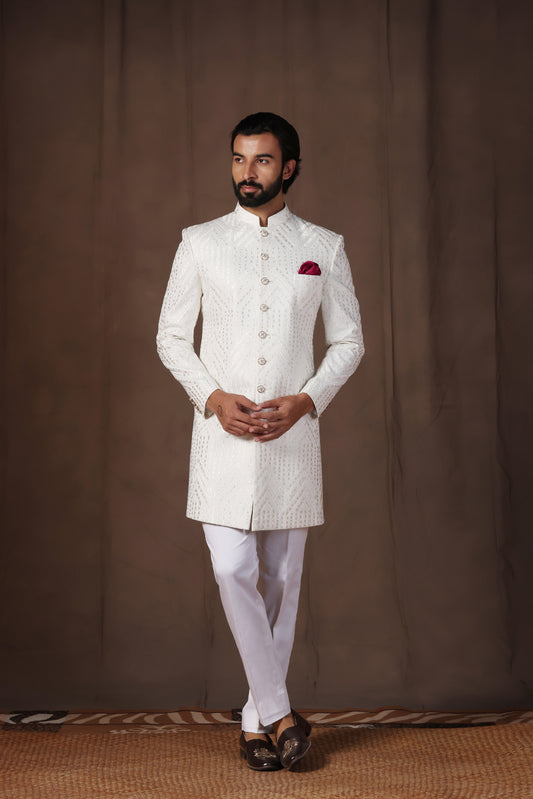 Aura White Indo Western