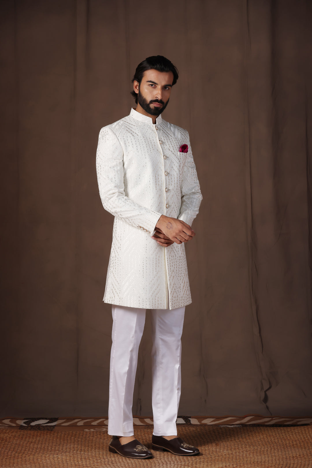Aura White Indo Western
