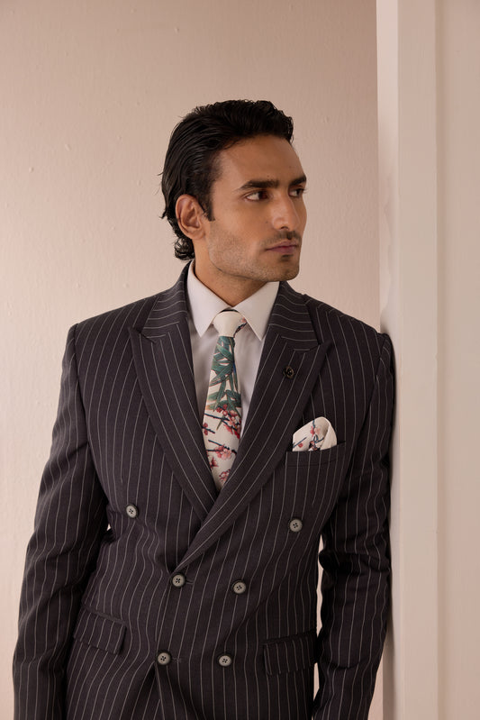 Charcoal Pinstripe Double-Breasted Suit