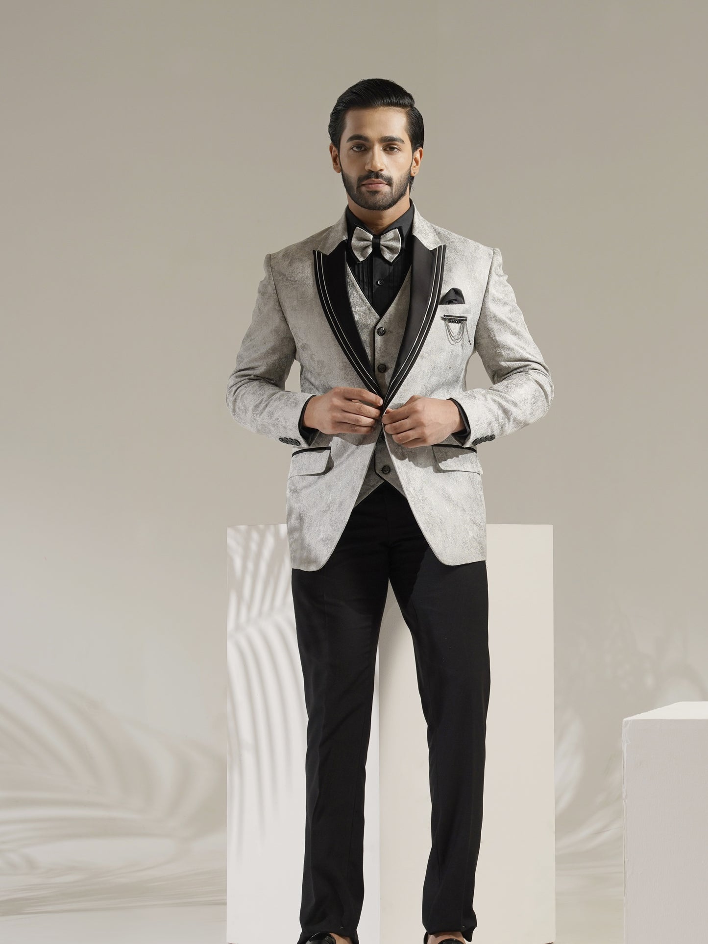 Metallic Grey Tuxedo Suit