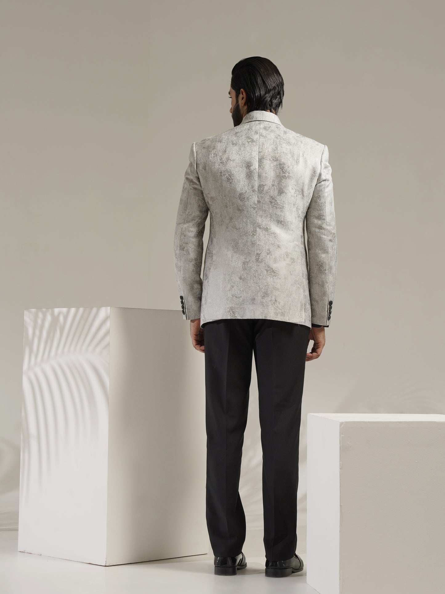 Metallic Grey Tuxedo Suit