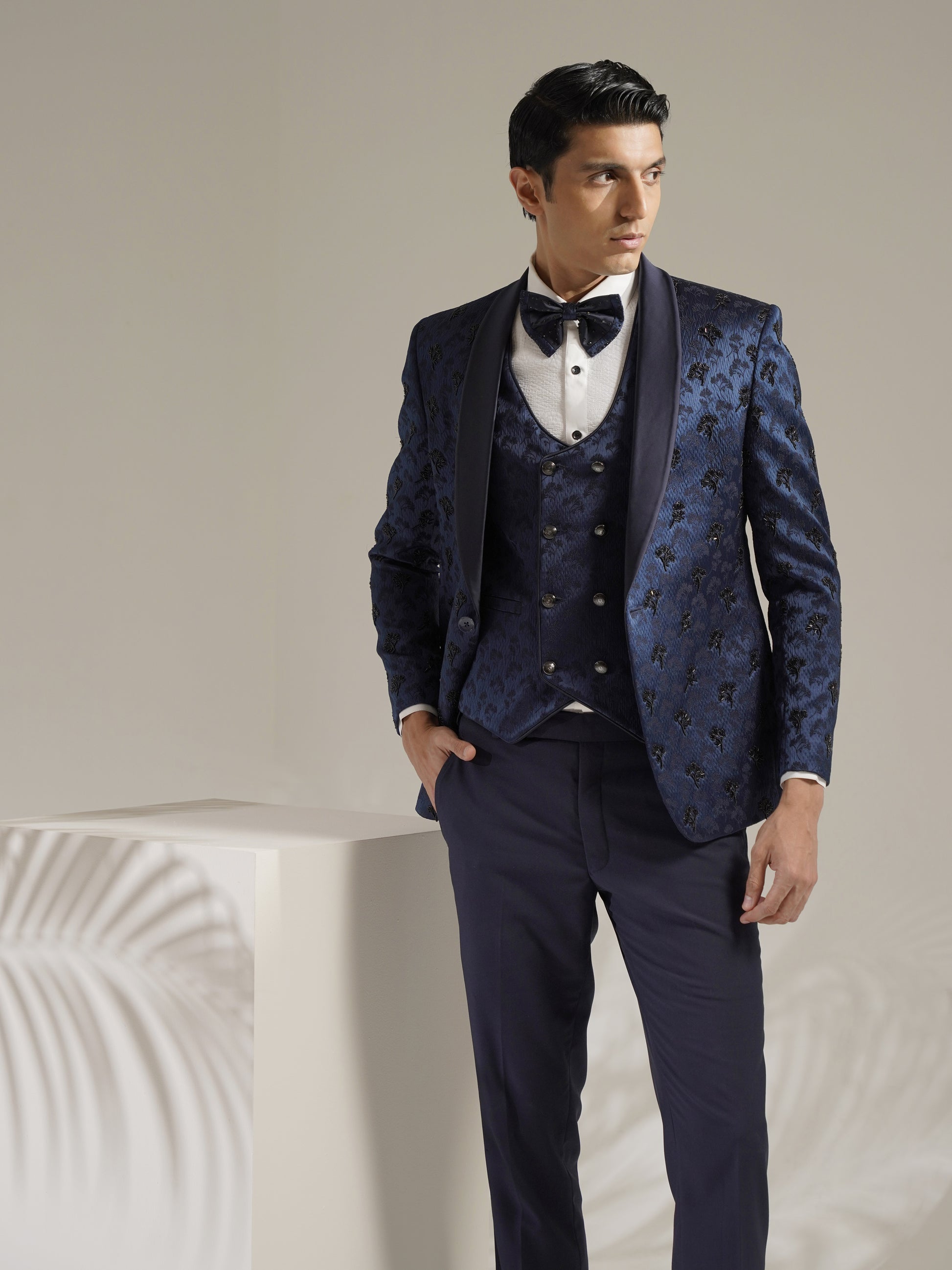 Mens Suit Sapphire Blue Tuxedo Statement Suits Mens Piece Modern