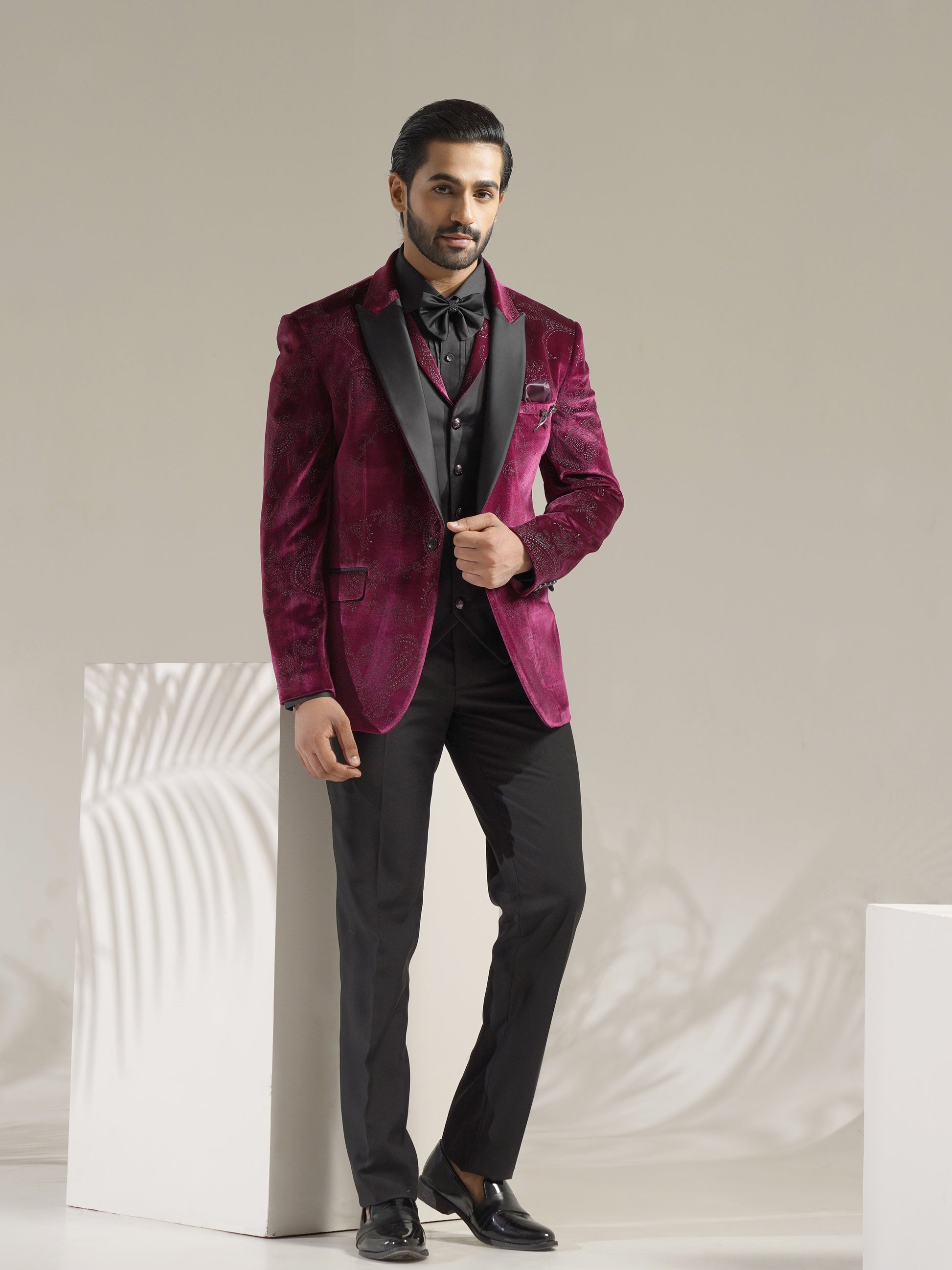 Wine Tuxedo Suit for Men by Zoop Men