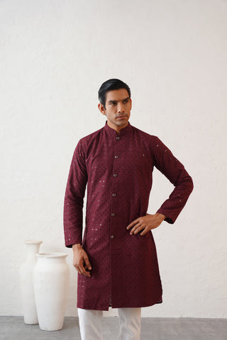 Maroon Shimmer Kurta Set