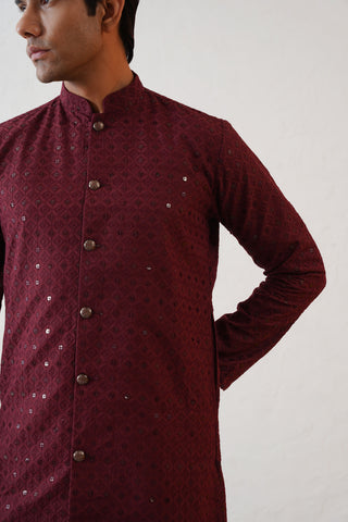 Maroon Shimmer Kurta Set