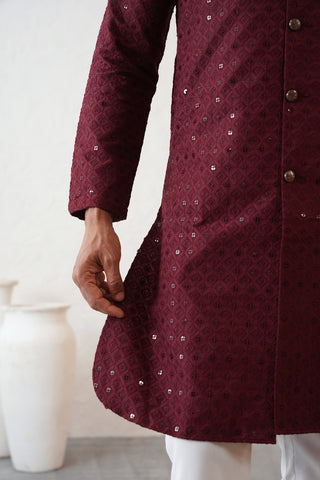 Maroon Shimmer Kurta Set