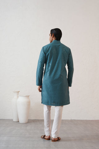 Aqua Shimmer Kurta Set