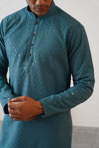 Aqua Shimmer Kurta Set