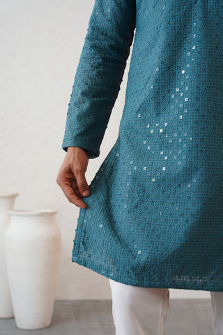 Aqua Shimmer Kurta Set