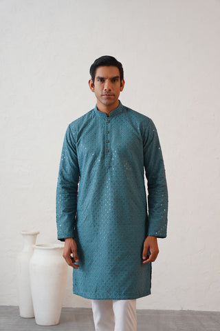 Aqua Shimmer Kurta Set