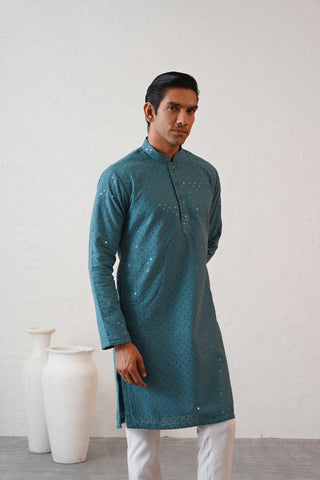 Aqua Shimmer Kurta Set