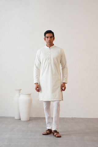 Lucknowi Ivory Kurta Set