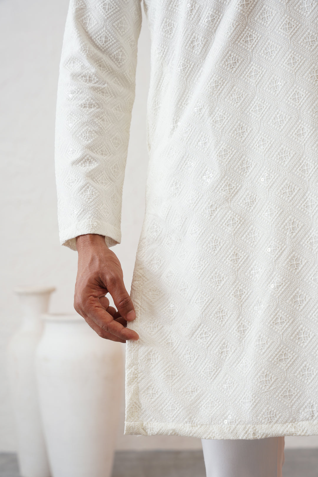 Lucknowi Ivory Kurta Set