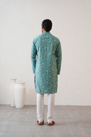 Firozi Floral Kurta