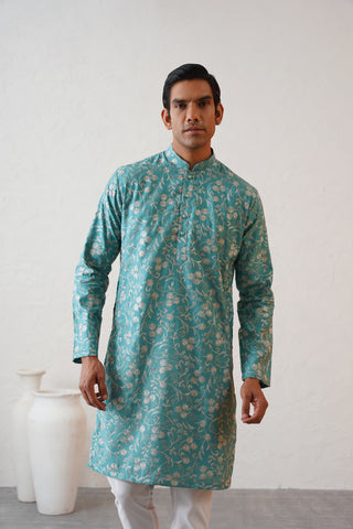 Firozi Floral Kurta