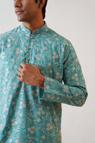 Firozi Floral Kurta