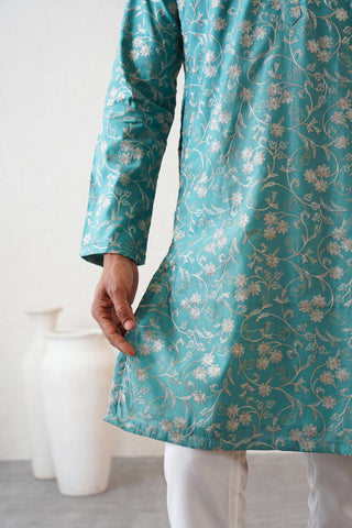 Firozi Floral Kurta