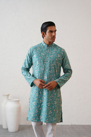 Firozi Floral Kurta