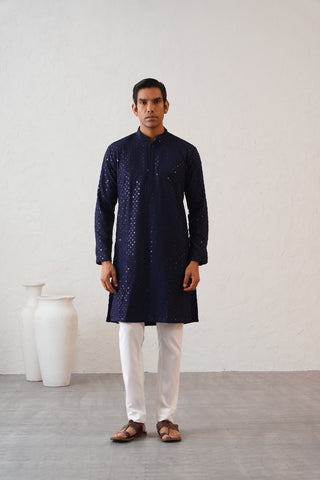 Navy Shimmer Kurta Set