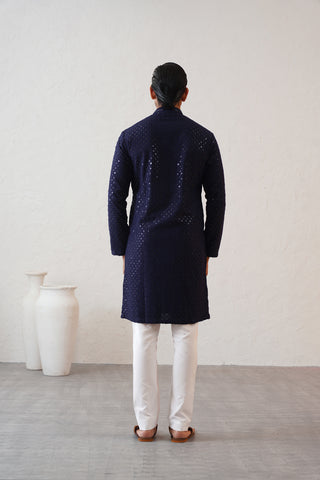 Navy Shimmer Kurta Set