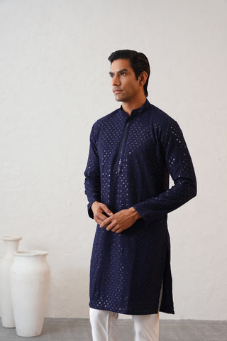 Navy Shimmer Kurta Set