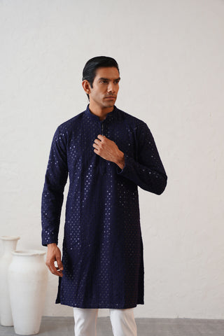 Navy Shimmer Kurta Set