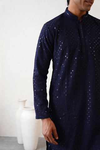 Navy Shimmer Kurta Set