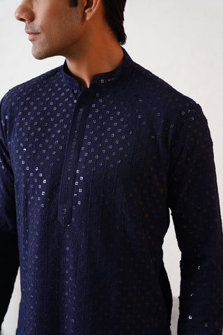 Navy Shimmer Kurta Set