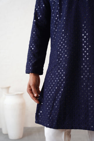 Navy Shimmer Kurta Set