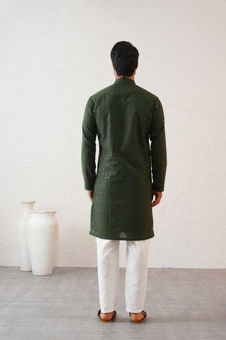 Mehendi Shimmer Kurta Set