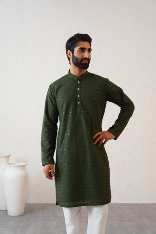 Mehendi Shimmer Kurta Set