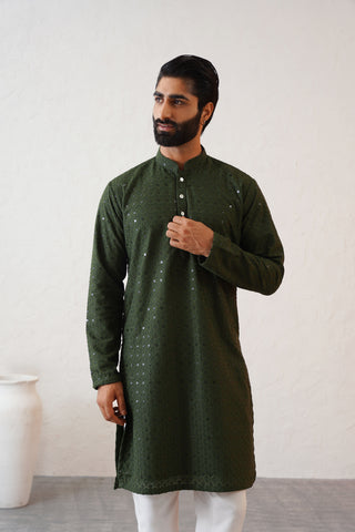 Mehendi Shimmer Kurta Set