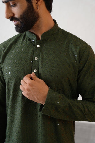 Mehendi Shimmer Kurta Set